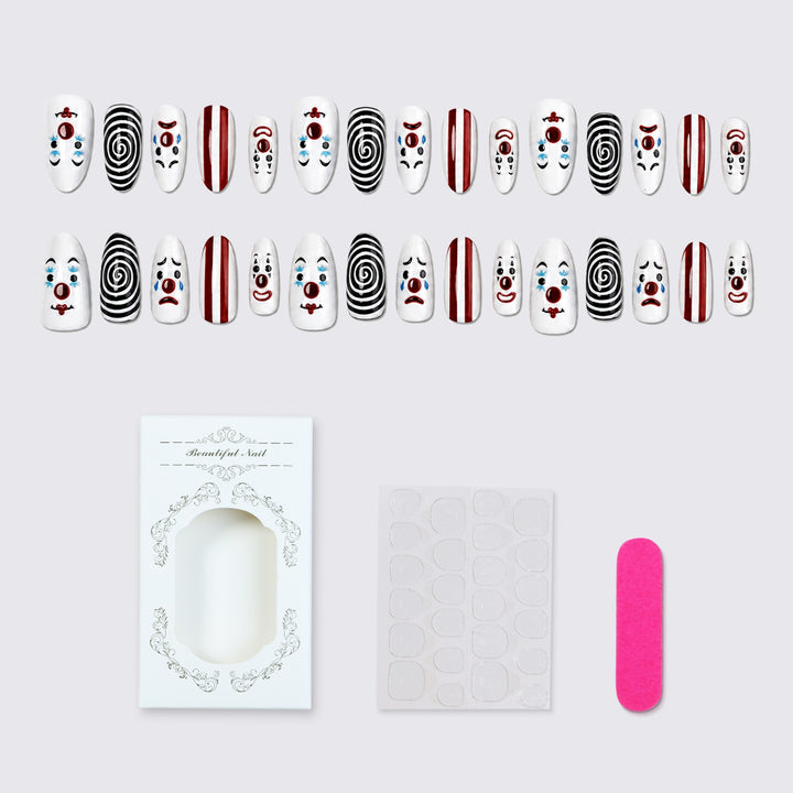 Kreatives Kunstnagelset mit Clown-Motiven Karnz