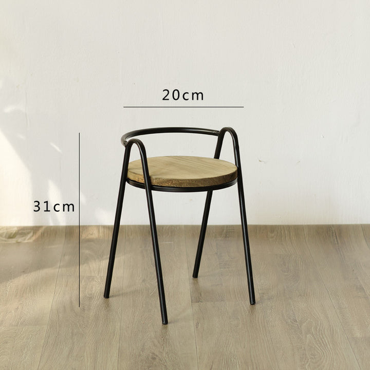 Moderner Hocker mit Holzsitz und Metallgestell Karnz