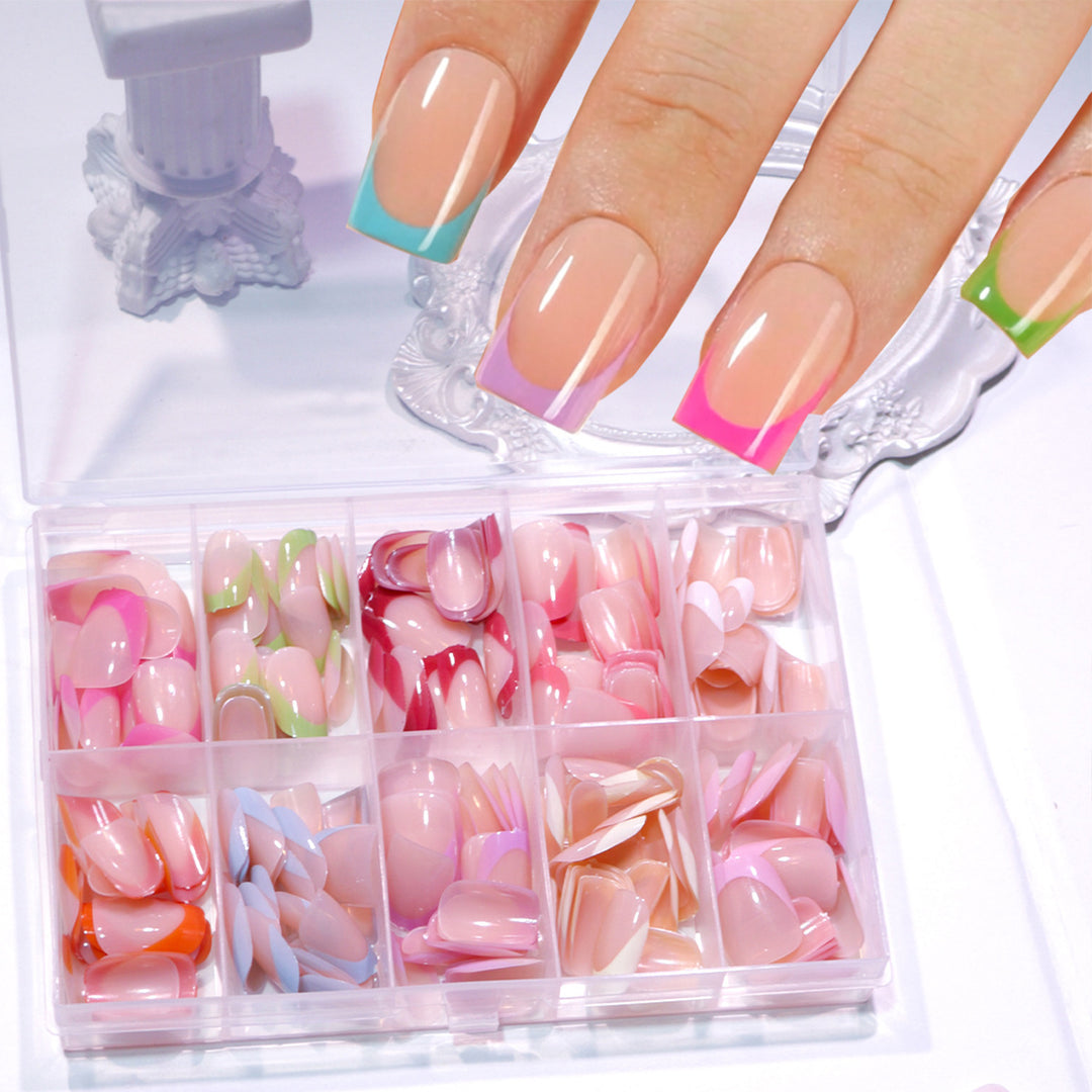 Gradient Französische Spitze Press-On Nagelset Karnz