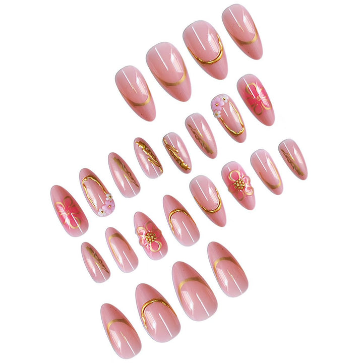Dekorative Florale Press-On Nagelkunst Set Karnz