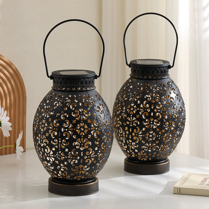 Marokkanischer Schnittmetallkerzenlaterne mit hängendem Griff Karnz