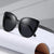 Damen glamouröse oversized Sonnenbrille mit elegantem transparentem Rahmen Karnz