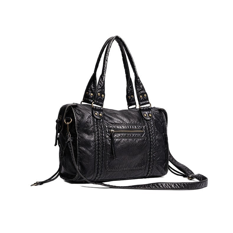 Distressed Leder Satchel Tasche Karnz