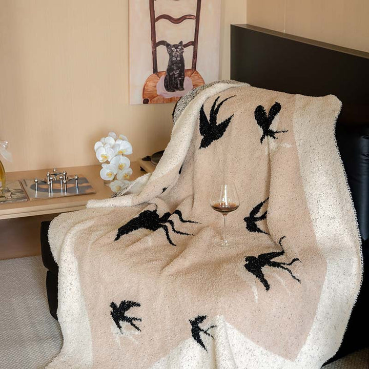 Extraweiche Chenille-Wohndecke mit Katzenillustration und Sternenrelief Karnz