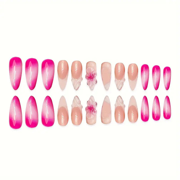 Detaillierte florale Press-On Nagelkunst Karnz