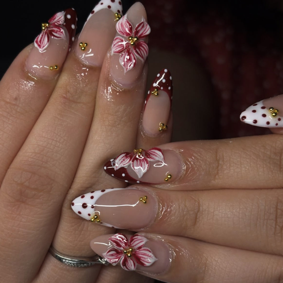 Floral Accent Acryl Nagelkunst Verlängerungen Karnz