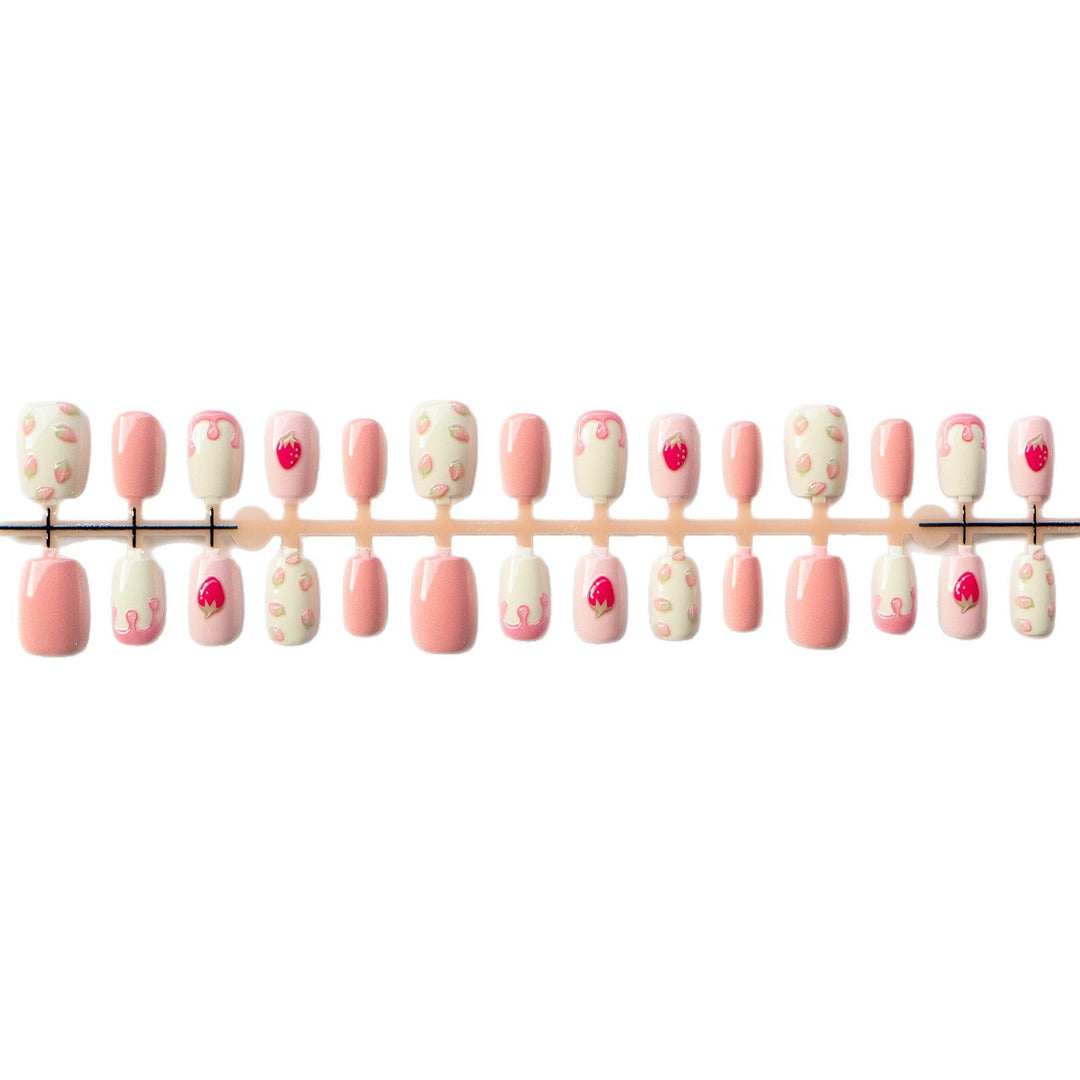 Kreative Erdbeer-Themen Press-On-Nagelkunst