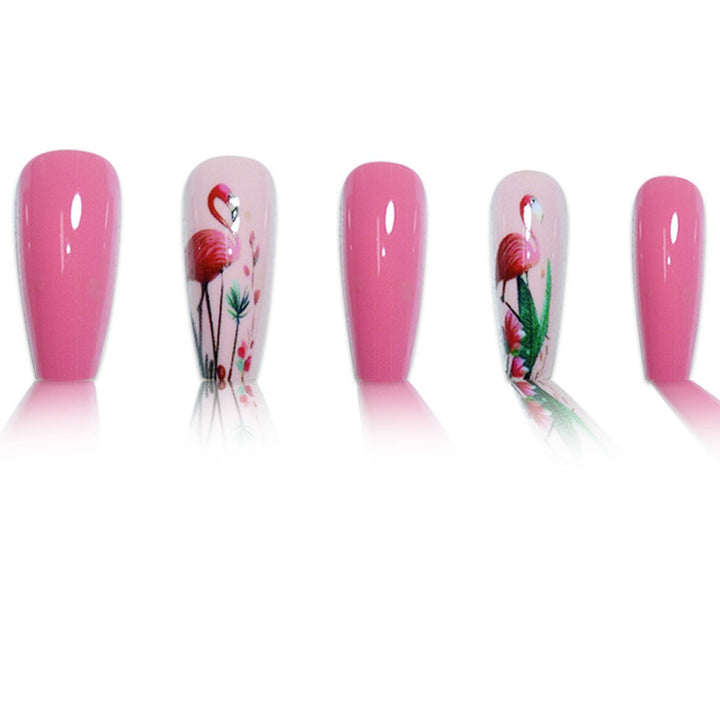Floral Flamingo Druck-On-Nagelverlängerungen Karnz
