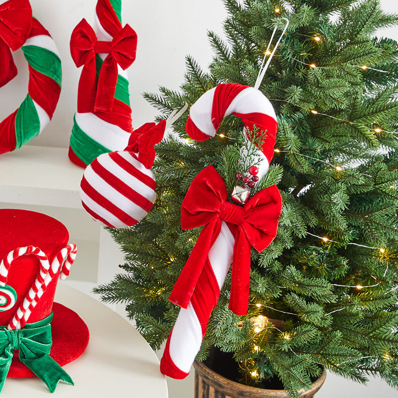 Samtig Weihnachts-Zuckerstangen-Dekorationsset