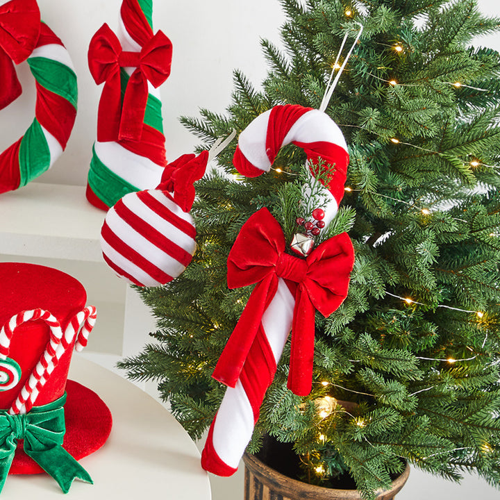 Samtig Weihnachts-Zuckerstangen-Dekorationsset