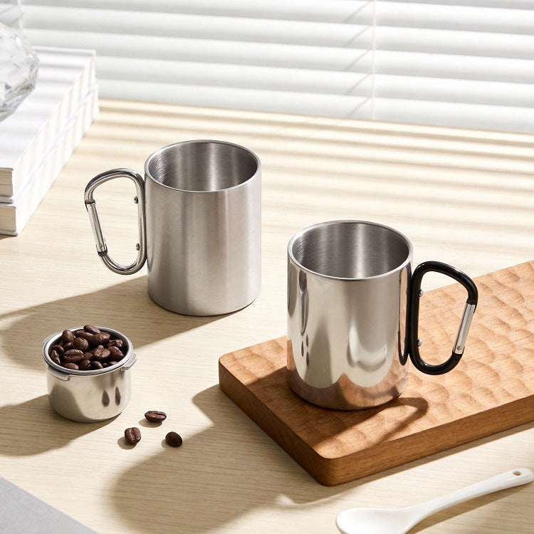Damen Edelstahl Kaffee-Becher mit Karabiner Griff Karnz