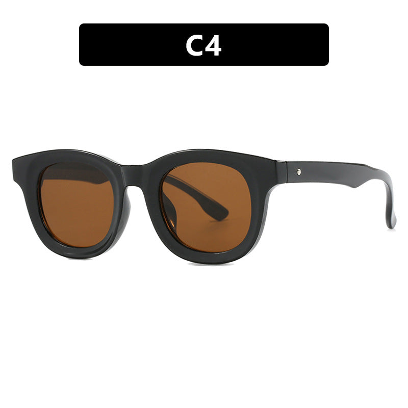 Damen stilvolle runde Sonnenbrille mit robustem Rahmen und schützendem UV-Filter Karnz