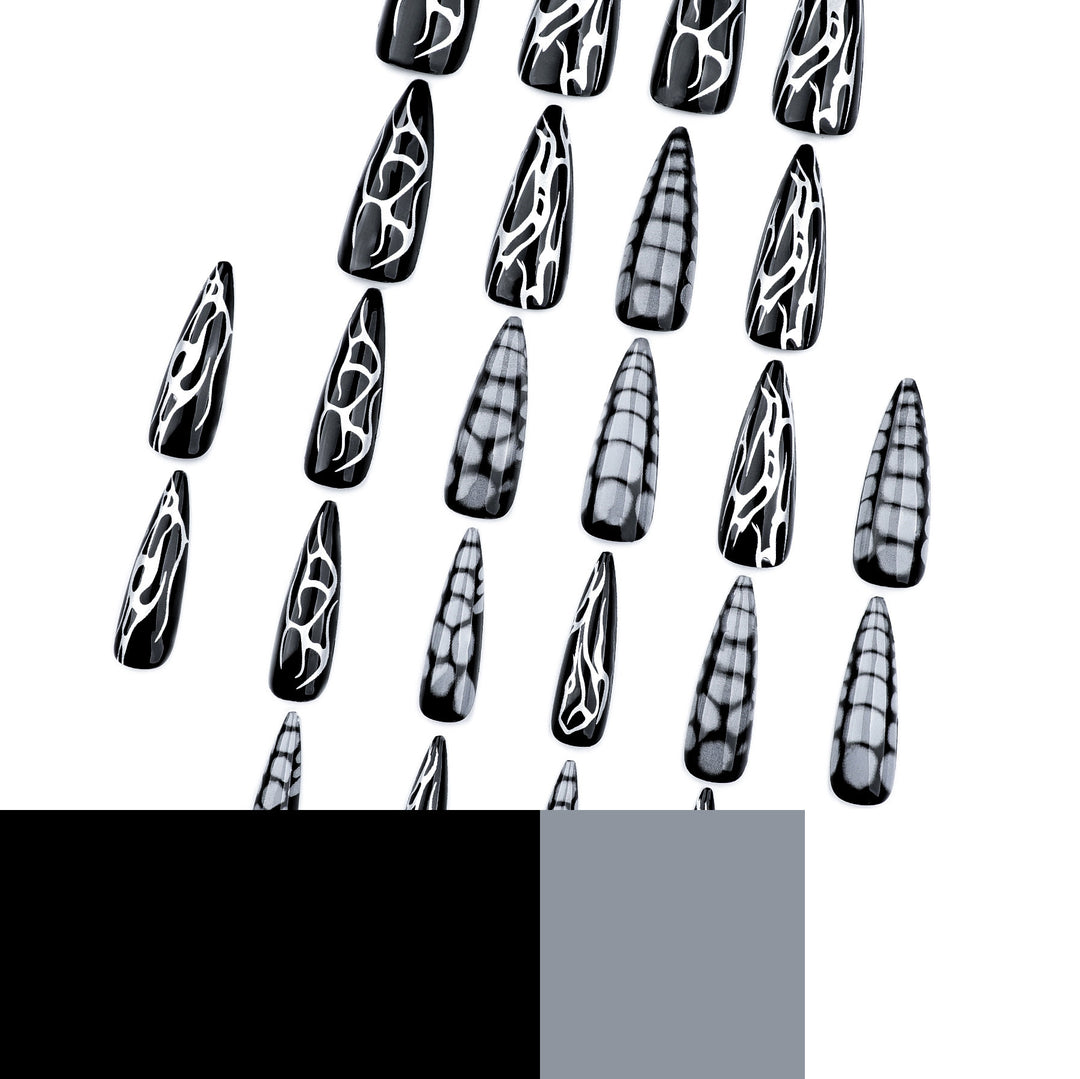 Kunstvolle Stiletto-Nägel mit modernem Strukturen-Design Karnz