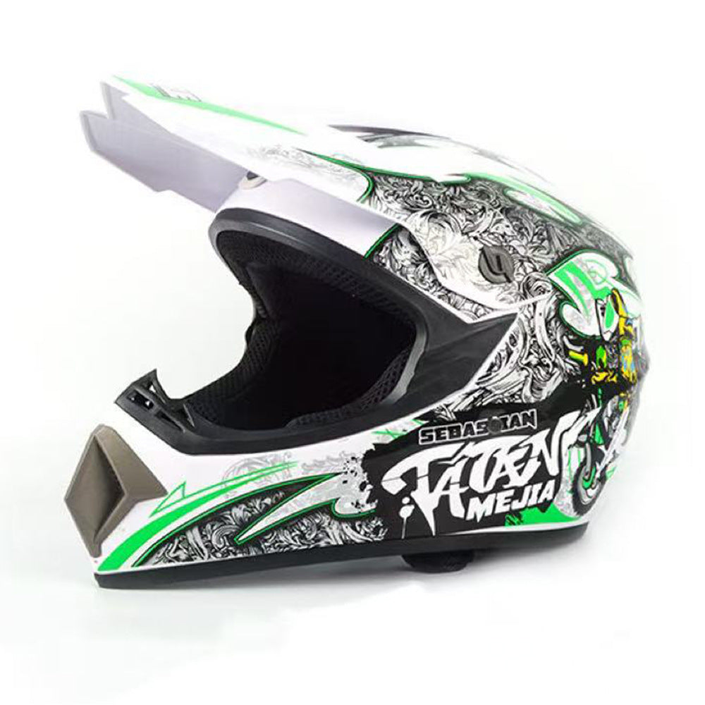 Vollgesicht-Motocross-Helm mit verlängertem Visier und verstärktem Kinnschutz Karnz