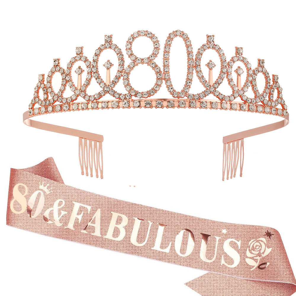 Damen Glitzernde Geburtstagstiaraset mit Sash Karnz