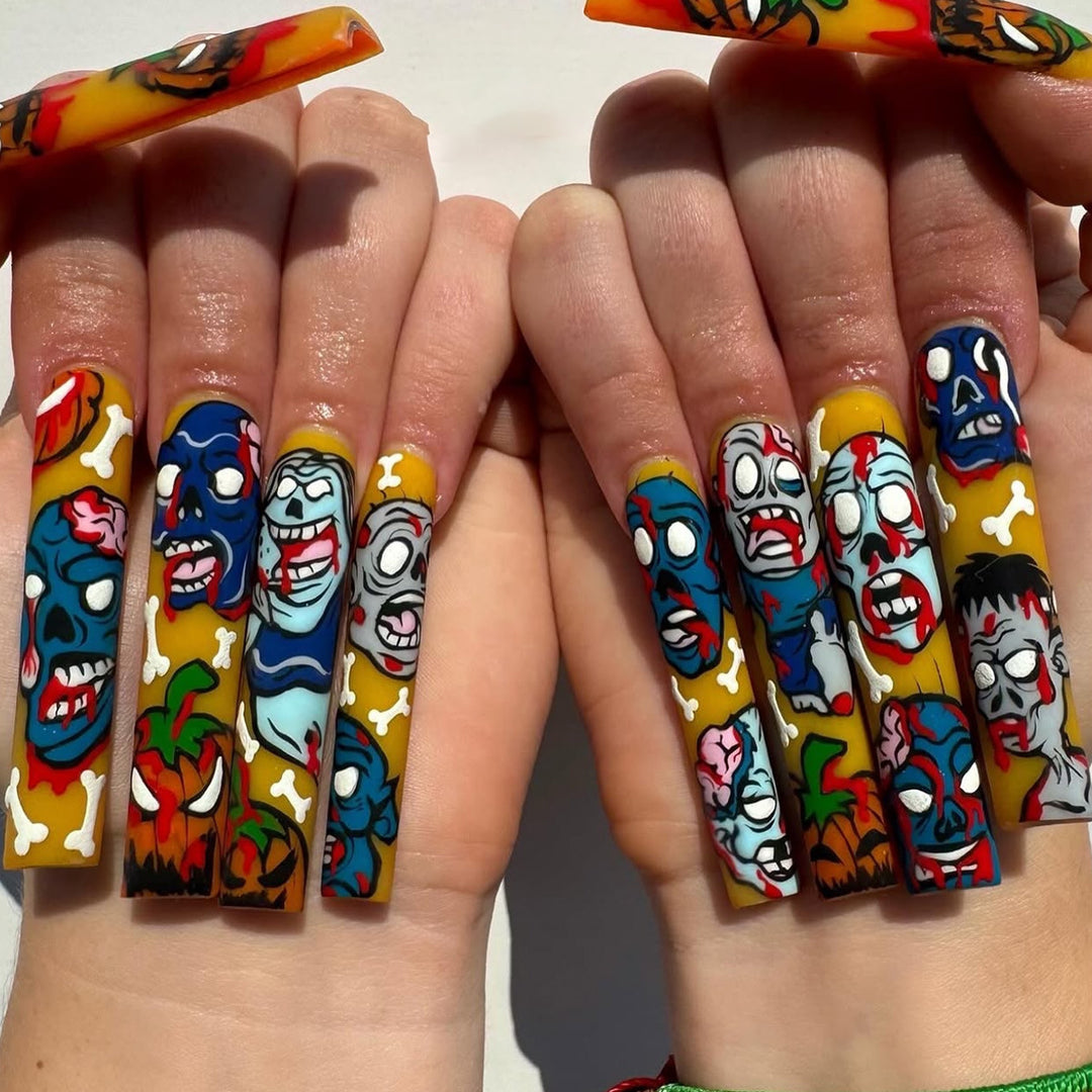 Künstlerische Zombie-Themen Press-On Nagelkunst Karnz
