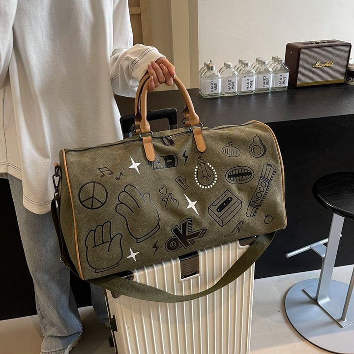Stylischer illustrierter Canvas-Duffle-Bag Karnz