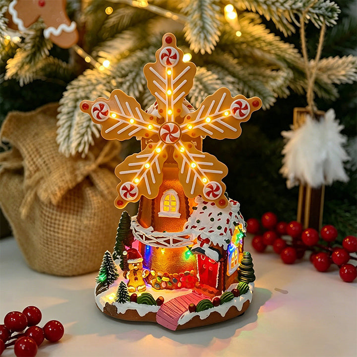Beleuchtete Weihnachtsdorf-Dekoration mit beweglichen Figuren Karnz