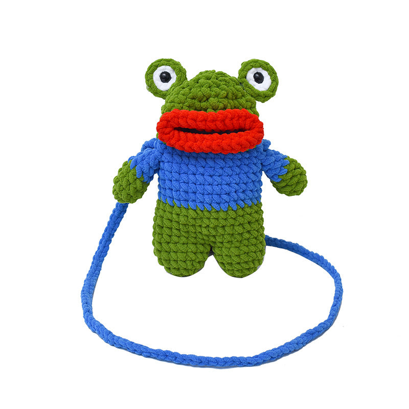 Süßer froschförmiger gehäkelter Mini-Rucksack