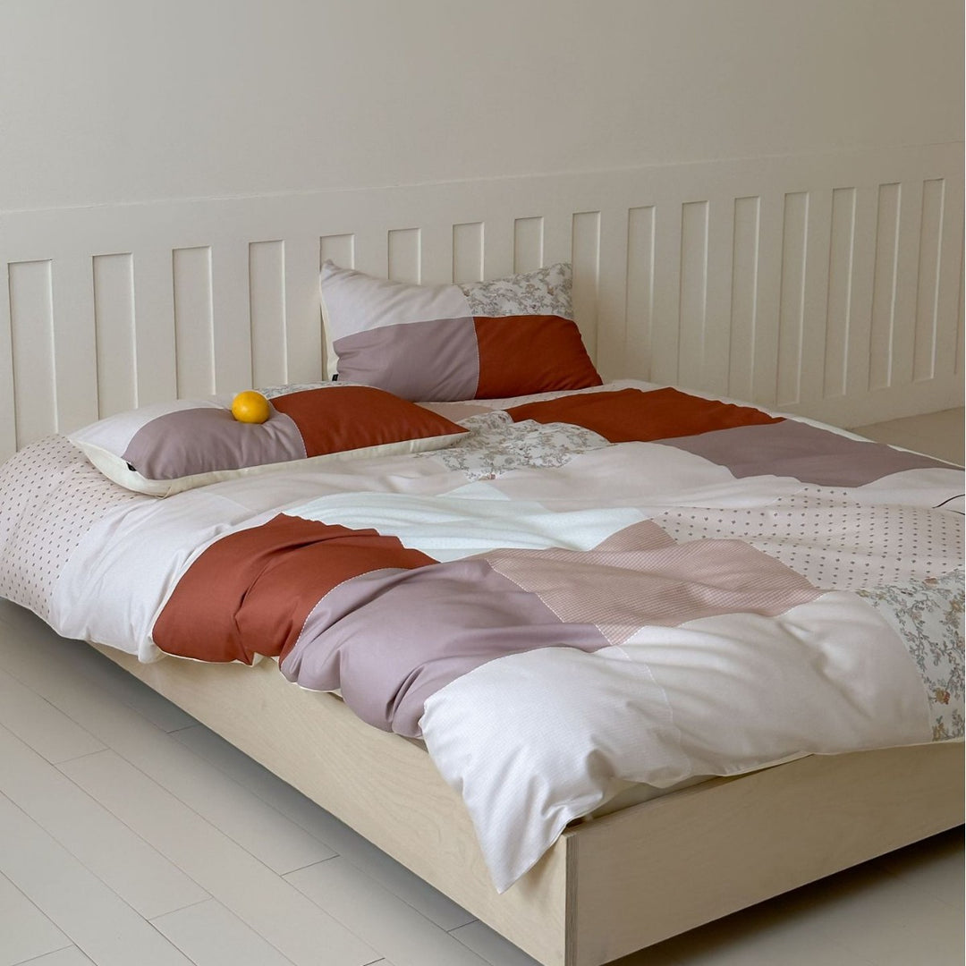 Bettbezug-Set aus Baumwollsatin mit Boho-Ethno-Muster und Wendefunktion