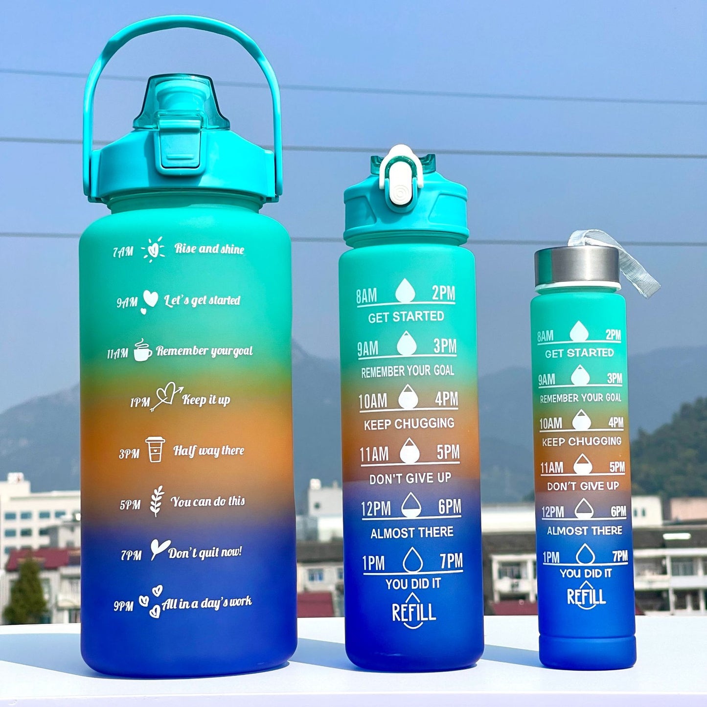 Unisex Motivierende Wasserflasche mit Zeiteinteilung Karnz