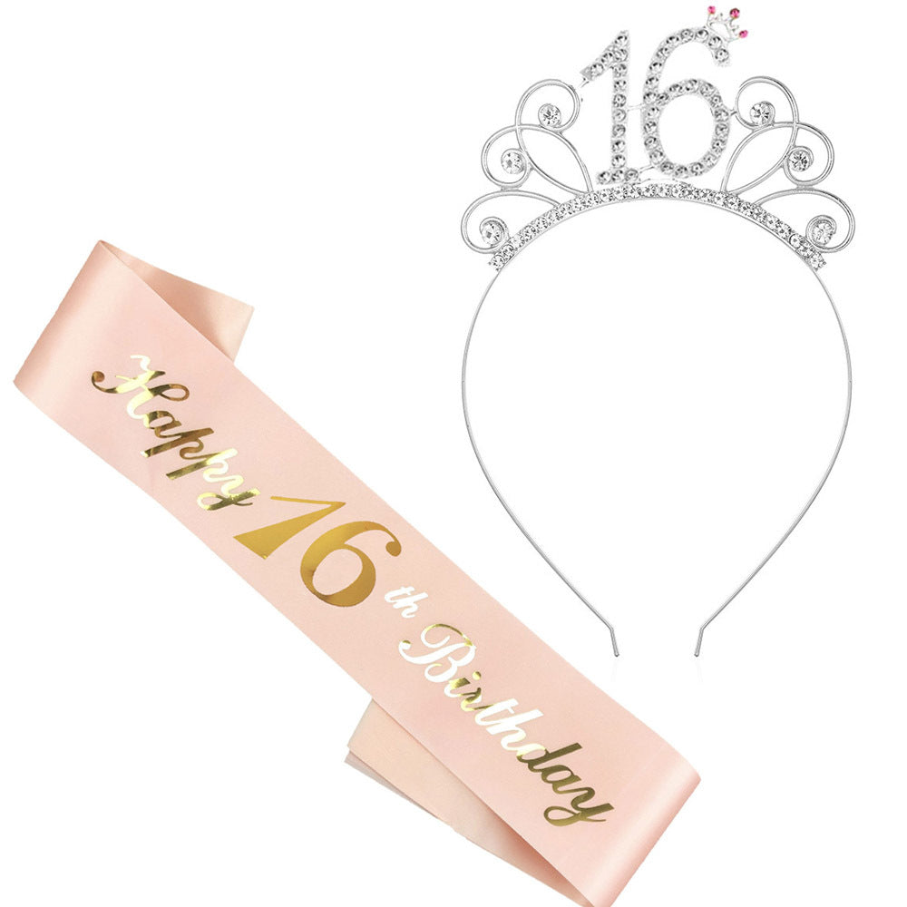 Damen Geburtstags-Tiara und Schärpe Set Karnz
