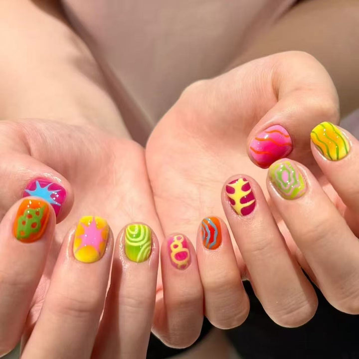 Künstlerisches katzenmotiviertes Press-On-Nagelkunstset Karnz
