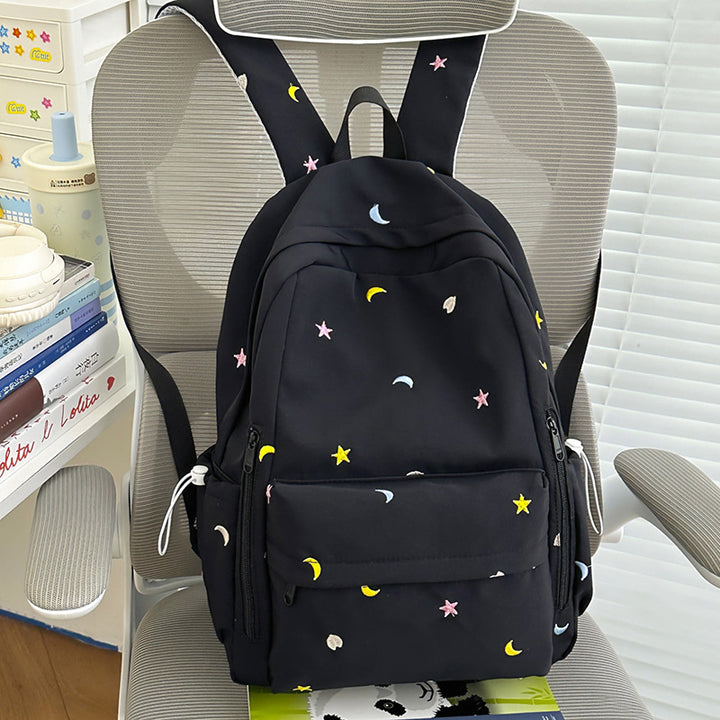 Bestickter Stern- und Mondmuster-Rucksack