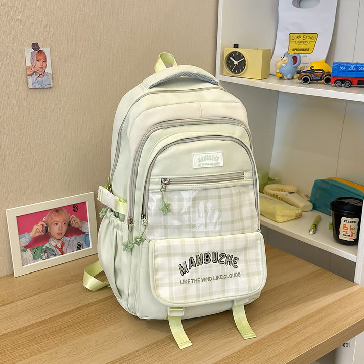 Trendiger geräumiger Rucksack mit transparenter Tasche Karnz