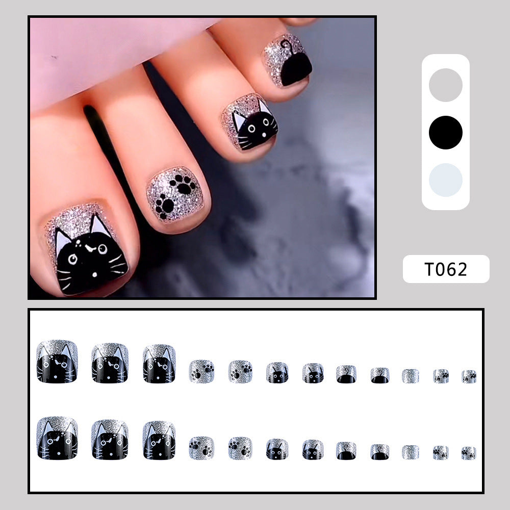 Fußnagelkunst mit Katzenmotiv Karnz