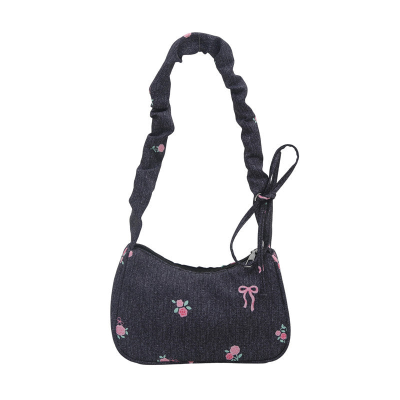 Bestickte Jeans Schultertasche Karnz