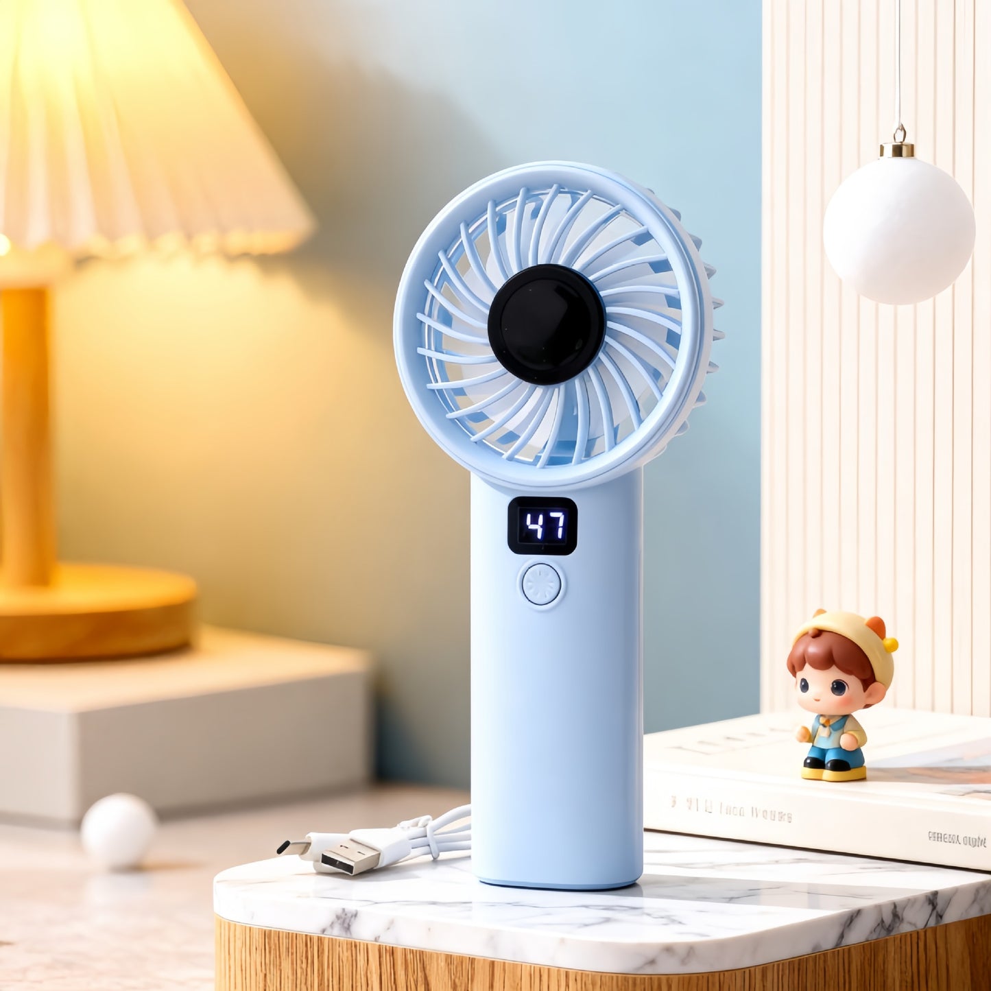 Damen Tragbarer Mini-Handventilator mit LCD-Display Karnz