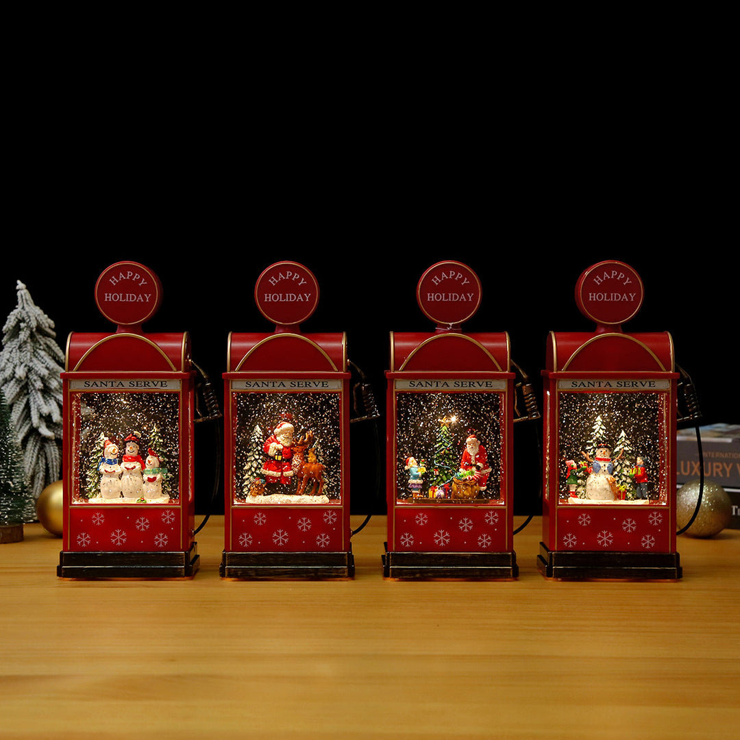 Nostalgische Weihnachtslaterne mit bewegter Schneemann-Szene Karnz