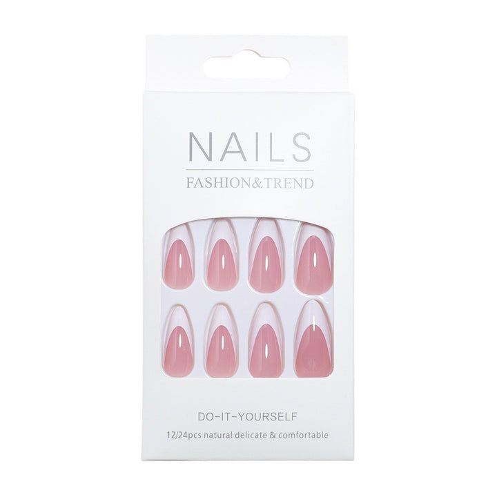 Elegante Stiletto French Tip Press-On Nägel Karnz