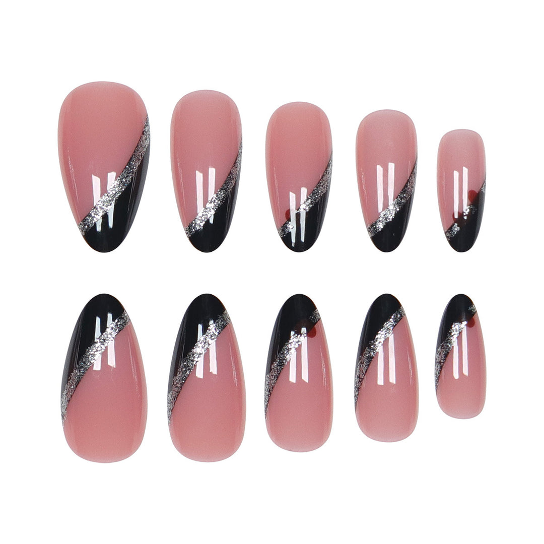 Elegante Stiletto Press-On Nägel mit Glitzer-Akzenten Karnz