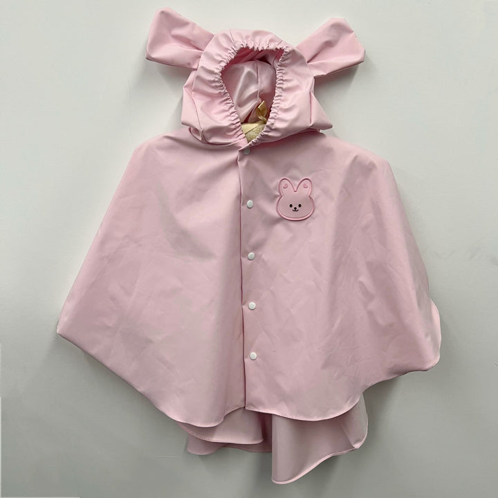 Wasserdichter Kinder Regenponcho mit Kapuze und Hasenohr-Design mit Druckknopfverschluss