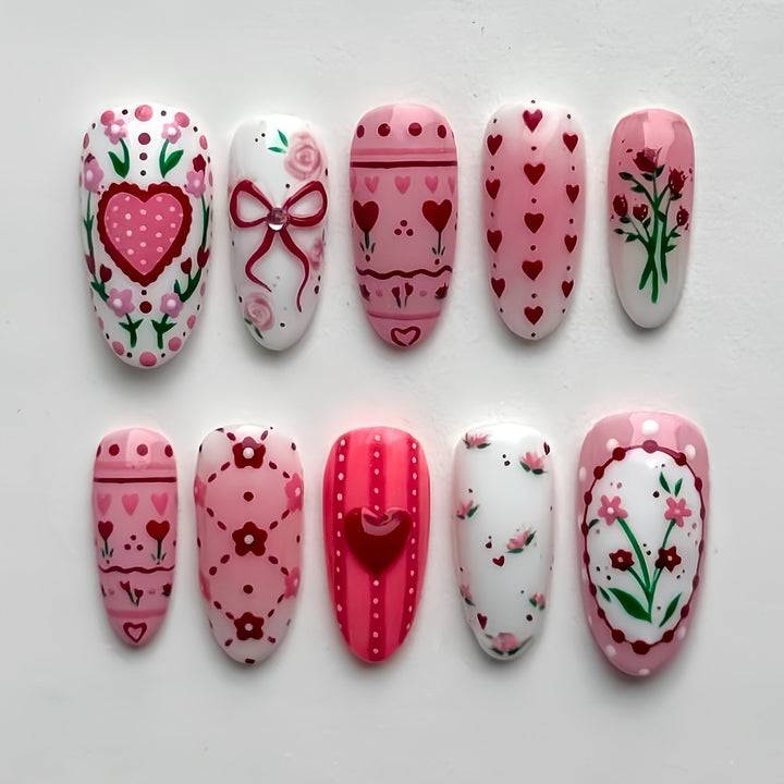 Romantische Blumen temas Press-On Nagelkunst Karnz