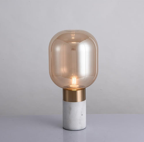 Zeitgenössische Glas Tischlampe mit metallischer Basis