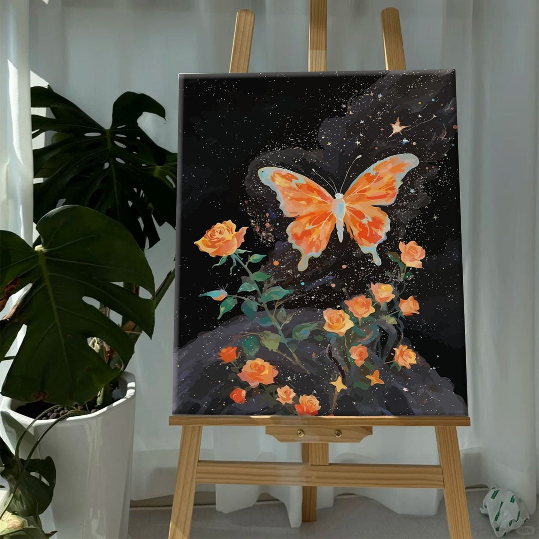 Bunte Schmetterlinge und Floral Leinwanddruck Karnz
