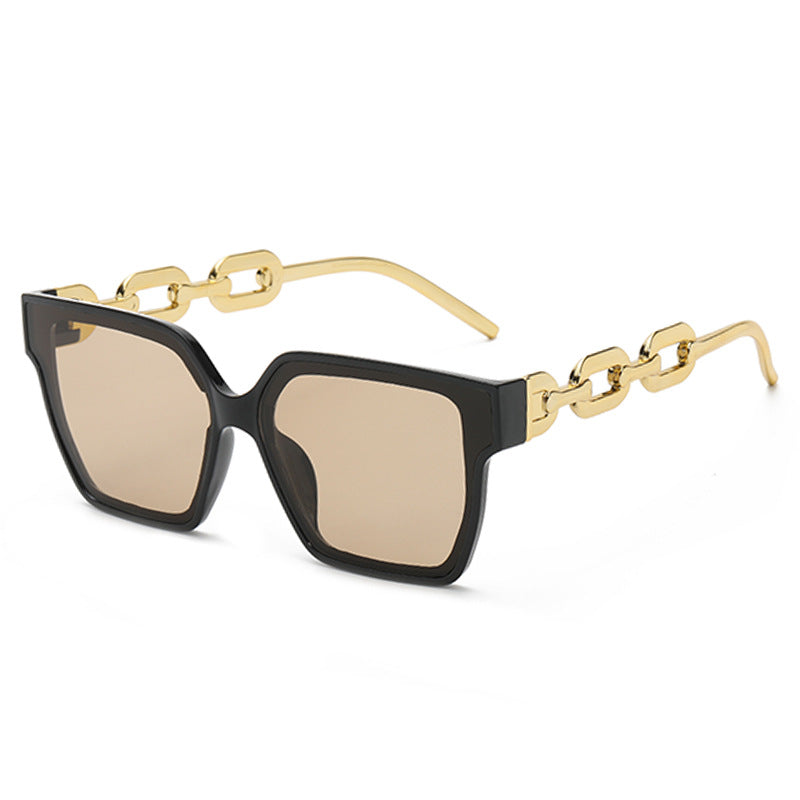 Damen Oversized Fashion-Sonnenbrille mit außergewöhnlichem Kettendesign Karnz