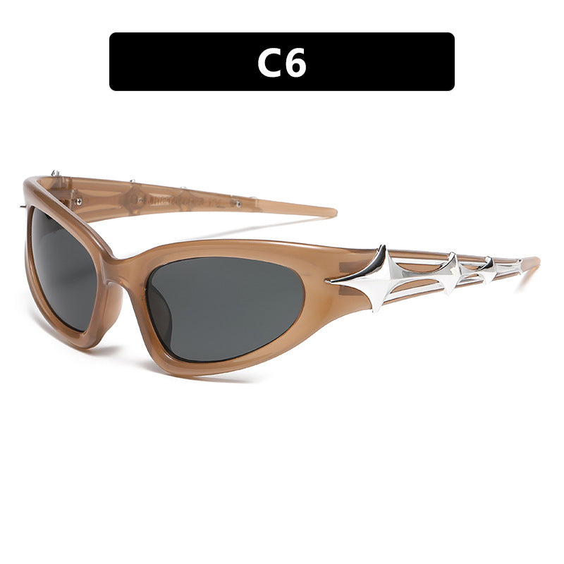 Damen futuristische Sonnenbrille mit einzigartigem Sternedesign Karnz