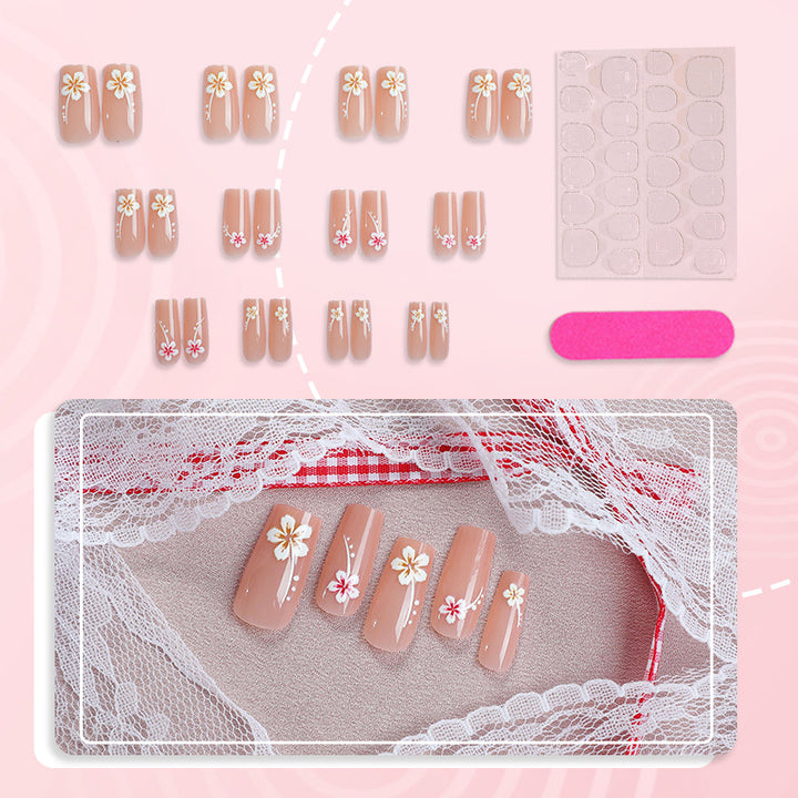 Künstlerisches Floral Press-On Nagelkunst Set Karnz
