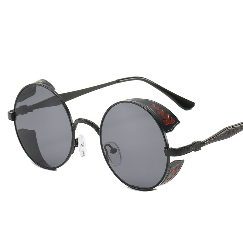 Damen runde Sonnenbrille mit luxuriösem Goldrahmen und dekorativen Elementen Karnz