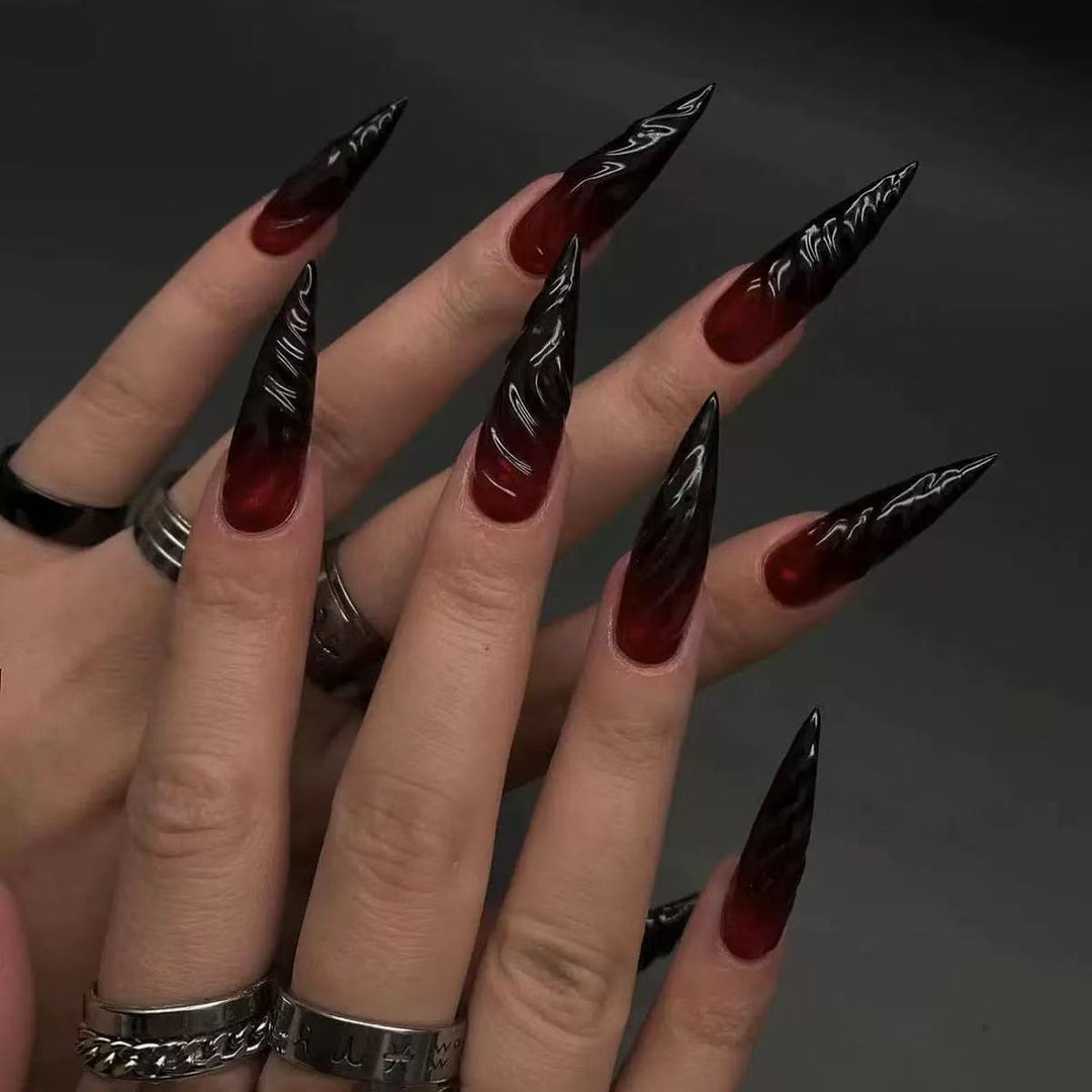 Elegante Kunstnägel mit Botanischen Designs Karnz