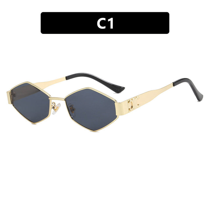 Damen hexagonale Designer-Sonnenbrille mit innovativem Metallrahmen Karnz