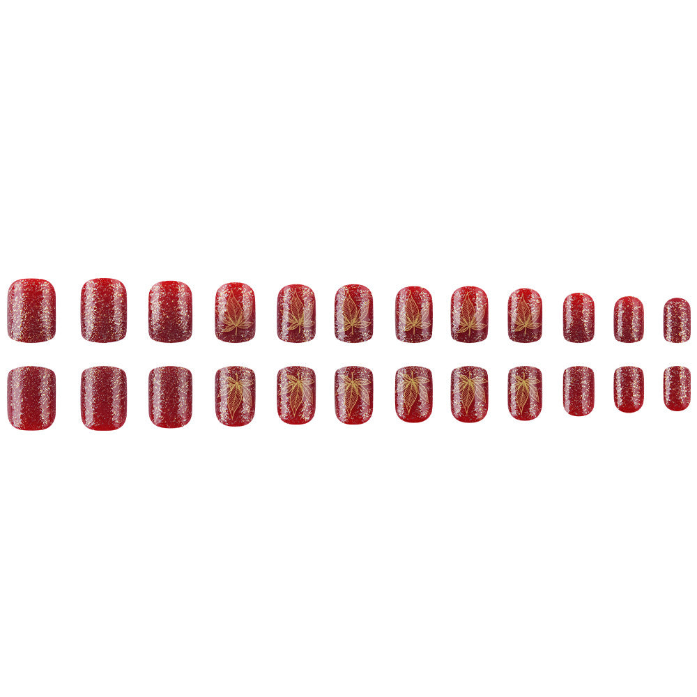 Künstlerisches mit Blättern verziertes Nageldesign Karnz