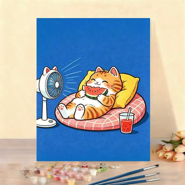 Verspielt Katze Illustration Leinwand Kunstwerk Karnz