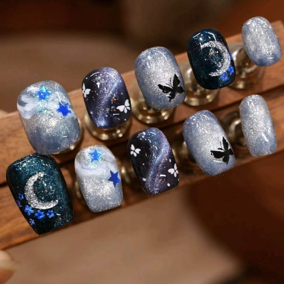 Künstlerische Sternenklare Nacht Press-On Nagelkunst Karnz