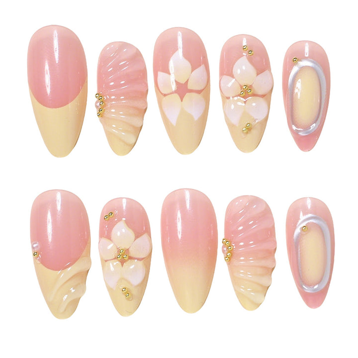 3D Blumen Design Druck-On-Nagel Set Karnz