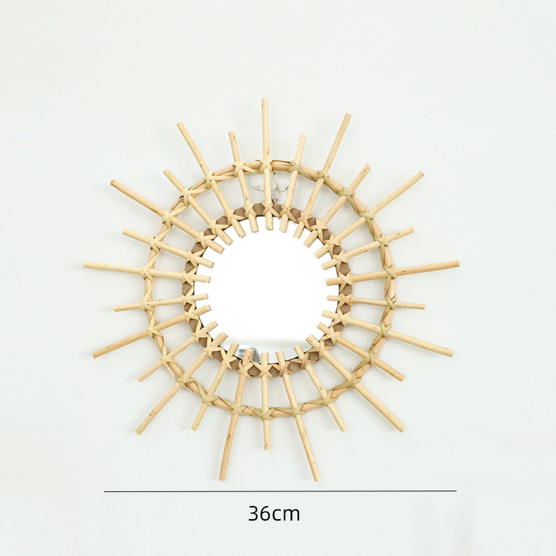 Runde Wandspiegel mit Rattan-Design Karnz